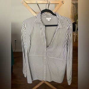 J. Jill Black and White Stripe Blouse